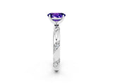 White gold Oval Cut Solitaire Diamond Engagement Ring with Twisted Pave Band and Four-Prong Setting_2