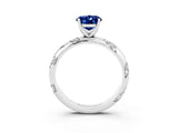 White gold Oval Cut Solitaire Diamond Engagement Ring with Twisted Pave Band and Four-Prong Setting_3