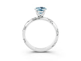 White gold Oval Cut Solitaire Diamond Engagement Ring with Twisted Pave Band and Four-Prong Setting_3