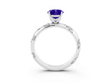 White gold Oval Cut Solitaire Diamond Engagement Ring with Twisted Pave Band and Four-Prong Setting_3