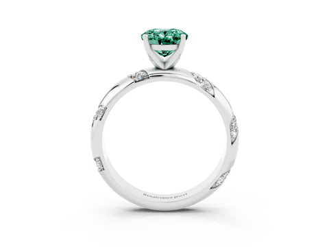 White gold Oval Cut Solitaire Diamond Engagement Ring with Twisted Pave Band and Four-Prong Setting_3