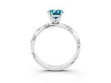 White gold Oval Cut Solitaire Diamond Engagement Ring with Twisted Pave Band and Four-Prong Setting_3
