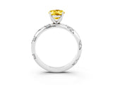 White gold Oval Cut Solitaire Diamond Engagement Ring with Twisted Pave Band and Four-Prong Setting_3