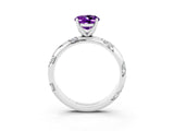 White gold Oval Cut Solitaire Diamond Engagement Ring with Twisted Pave Band and Four-Prong Setting_3