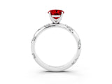 White gold Oval Cut Solitaire Diamond Engagement Ring with Twisted Pave Band and Four-Prong Setting_3