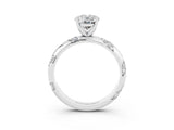 White gold Oval Cut Solitaire Diamond Engagement Ring with Twisted Pave Band and Four-Prong Setting_3