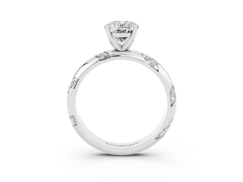 White gold Oval Cut Solitaire Diamond Engagement Ring with Twisted Pave Band and Four-Prong Setting_3