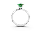 White gold Oval Cut Solitaire Diamond Engagement Ring with Twisted Pave Band and Four-Prong Setting_3