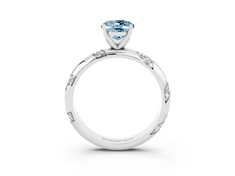 White gold Oval Cut Solitaire Diamond Engagement Ring with Twisted Pave Band and Four-Prong Setting_3