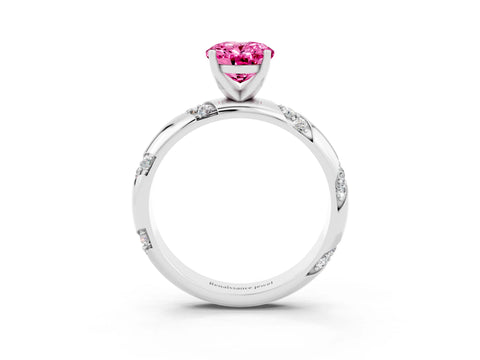 White gold Oval Cut Solitaire Diamond Engagement Ring with Twisted Pave Band and Four-Prong Setting_3