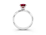 White gold Oval Cut Solitaire Diamond Engagement Ring with Twisted Pave Band and Four-Prong Setting_3