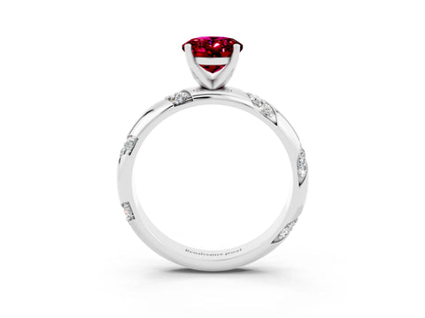 White gold Oval Cut Solitaire Diamond Engagement Ring with Twisted Pave Band and Four-Prong Setting_3