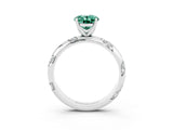 White gold Oval Cut Solitaire Diamond Engagement Ring with Twisted Pave Band and Four-Prong Setting_3