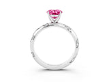 White gold Oval Cut Solitaire Diamond Engagement Ring with Twisted Pave Band and Four-Prong Setting_3