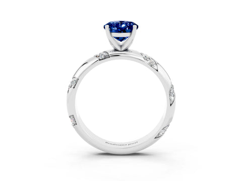 White gold Oval Cut Solitaire Diamond Engagement Ring with Twisted Pave Band and Four-Prong Setting_3