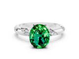 White gold Oval Cut Solitaire Diamond Engagement Ring with Twisted Pave Band and Four-Prong Setting