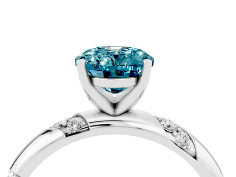 White gold Oval Cut Solitaire Diamond Engagement Ring with Twisted Pave Band and Four-Prong Setting_4