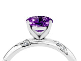 White gold Oval Cut Solitaire Diamond Engagement Ring with Twisted Pave Band and Four-Prong Setting_4