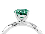 White gold Oval Cut Solitaire Diamond Engagement Ring with Twisted Pave Band and Four-Prong Setting_4