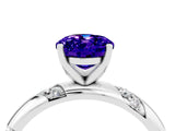 White gold Oval Cut Solitaire Diamond Engagement Ring with Twisted Pave Band and Four-Prong Setting_4