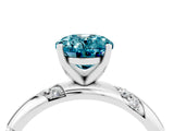 White gold Oval Cut Solitaire Diamond Engagement Ring with Twisted Pave Band and Four-Prong Setting_4