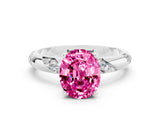 White gold Oval Cut Solitaire Diamond Engagement Ring with Twisted Pave Band and Four-Prong Setting