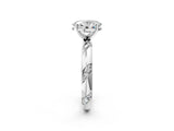 White gold Oval Cut Solitaire Diamond Engagement Ring with Twisted Pave Band and Four-Prong Setting_9