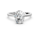 White gold Oval Cut Solitaire Diamond Ring with Prong Setting and Plain Band_79