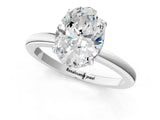 White gold Oval Cut Solitaire Diamond Ring with Prong Setting and Plain Band_87
