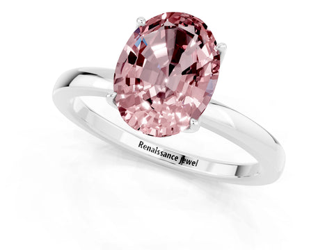 White gold Oval Cut Solitaire Diamond Ring with Thin Band and Four-Prong Setting_1