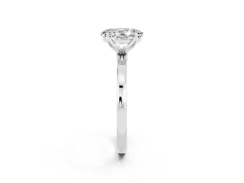 White gold Oval Cut Solitaire Diamond Ring with Thin Band and Four-Prong Setting_2
