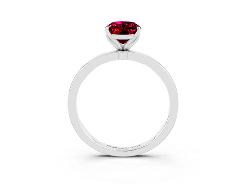 White gold Oval Cut Solitaire Diamond Ring with Thin Band and Four-Prong Setting_3