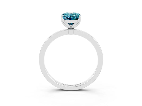 Platinum Oval Cut Solitaire Diamond Ring with Thin Band and Four-Prong Setting