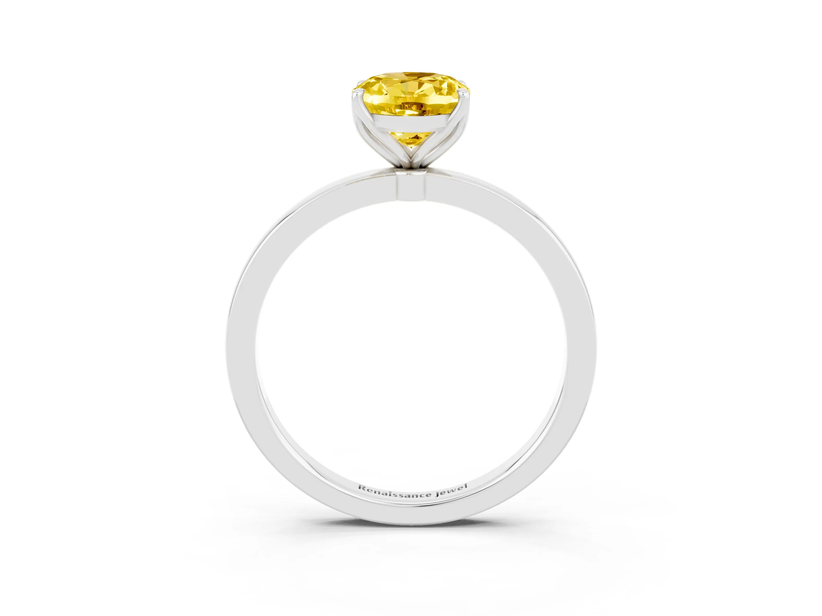 White gold Oval Cut Solitaire Diamond Ring with Thin Band and Four-Prong Setting_3