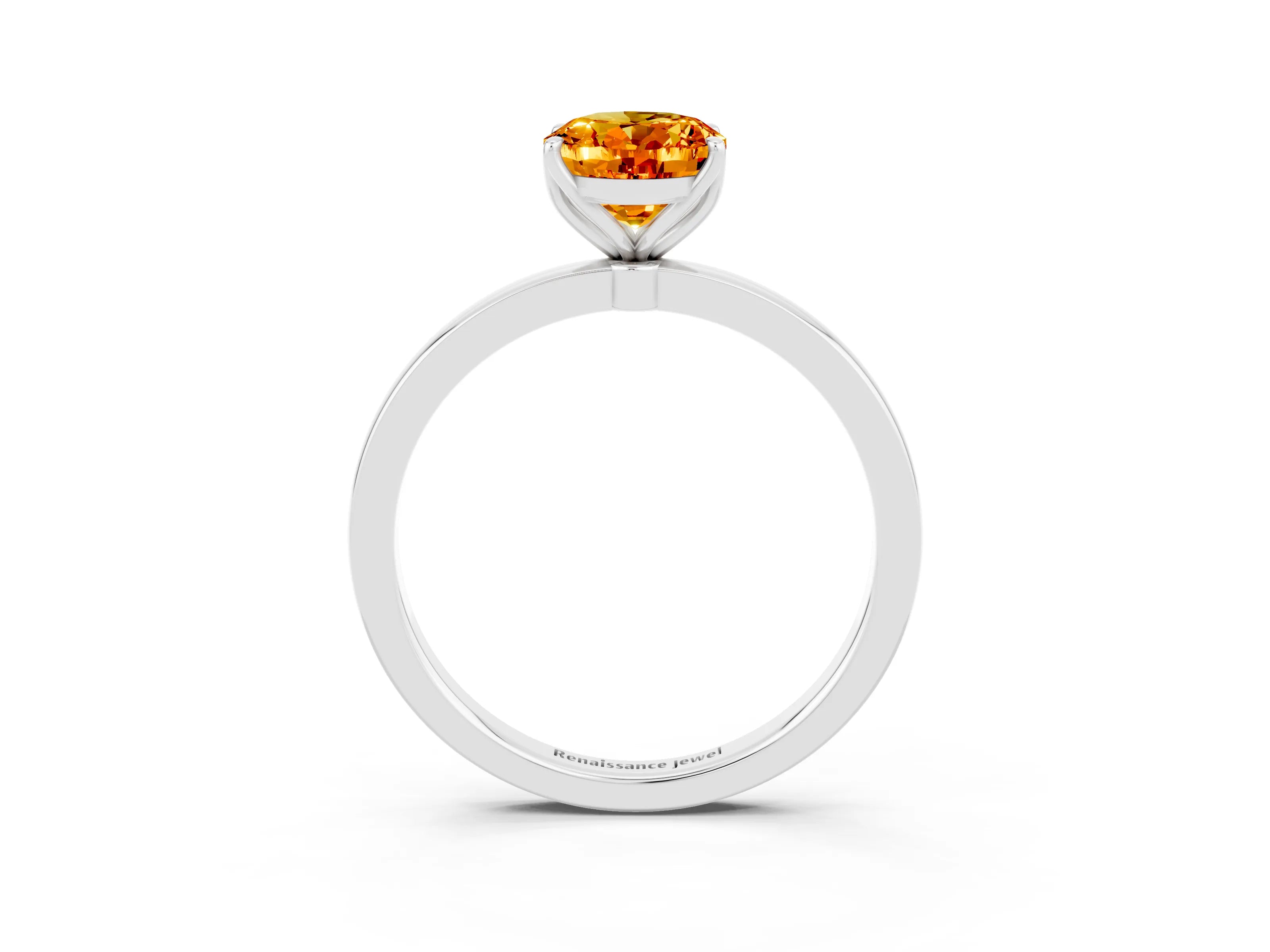 White gold Oval Cut Solitaire Diamond Ring with Thin Band and Four-Prong Setting_3