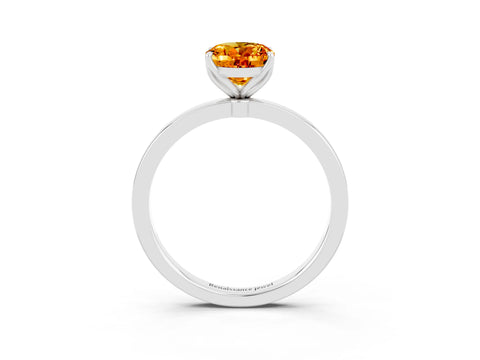 White gold Oval Cut Solitaire Diamond Ring with Thin Band and Four-Prong Setting_3