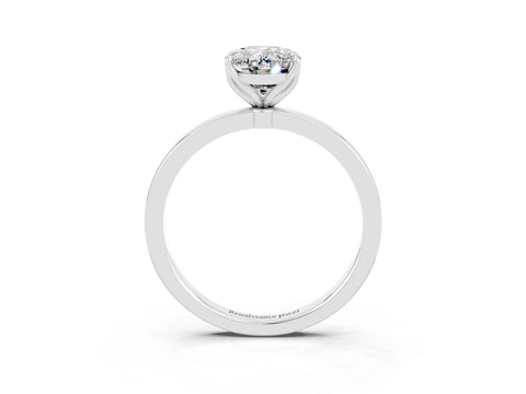 White gold Oval Cut Solitaire Diamond Ring with Thin Band and Four-Prong Setting_3