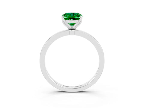 White gold Oval Cut Solitaire Diamond Ring with Thin Band and Four-Prong Setting_3