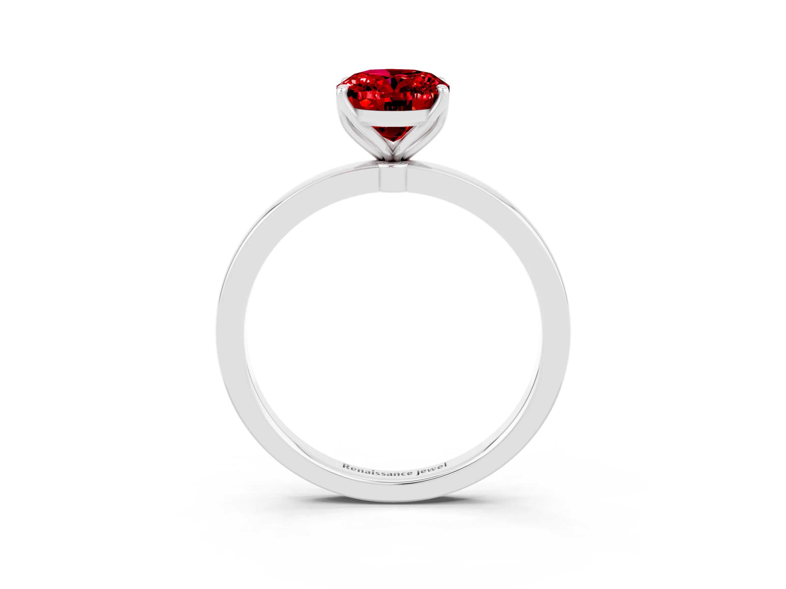 White gold Oval Cut Solitaire Diamond Ring with Thin Band and Four-Prong Setting_3