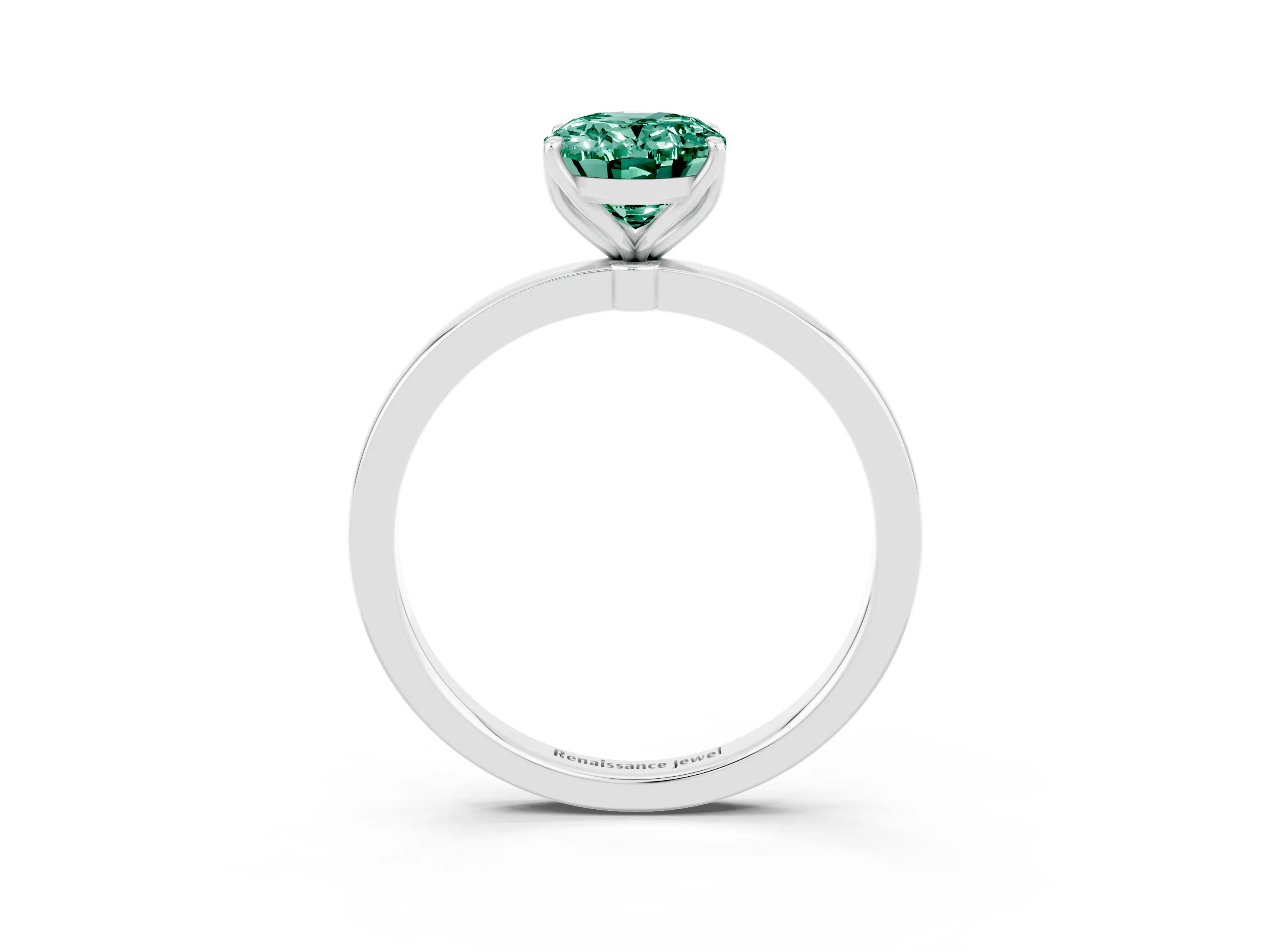 White gold Oval Cut Solitaire Diamond Ring with Thin Band and Four-Prong Setting_3