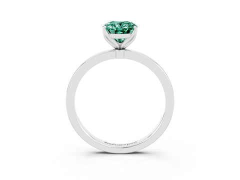 White gold Oval Cut Solitaire Diamond Ring with Thin Band and Four-Prong Setting_3