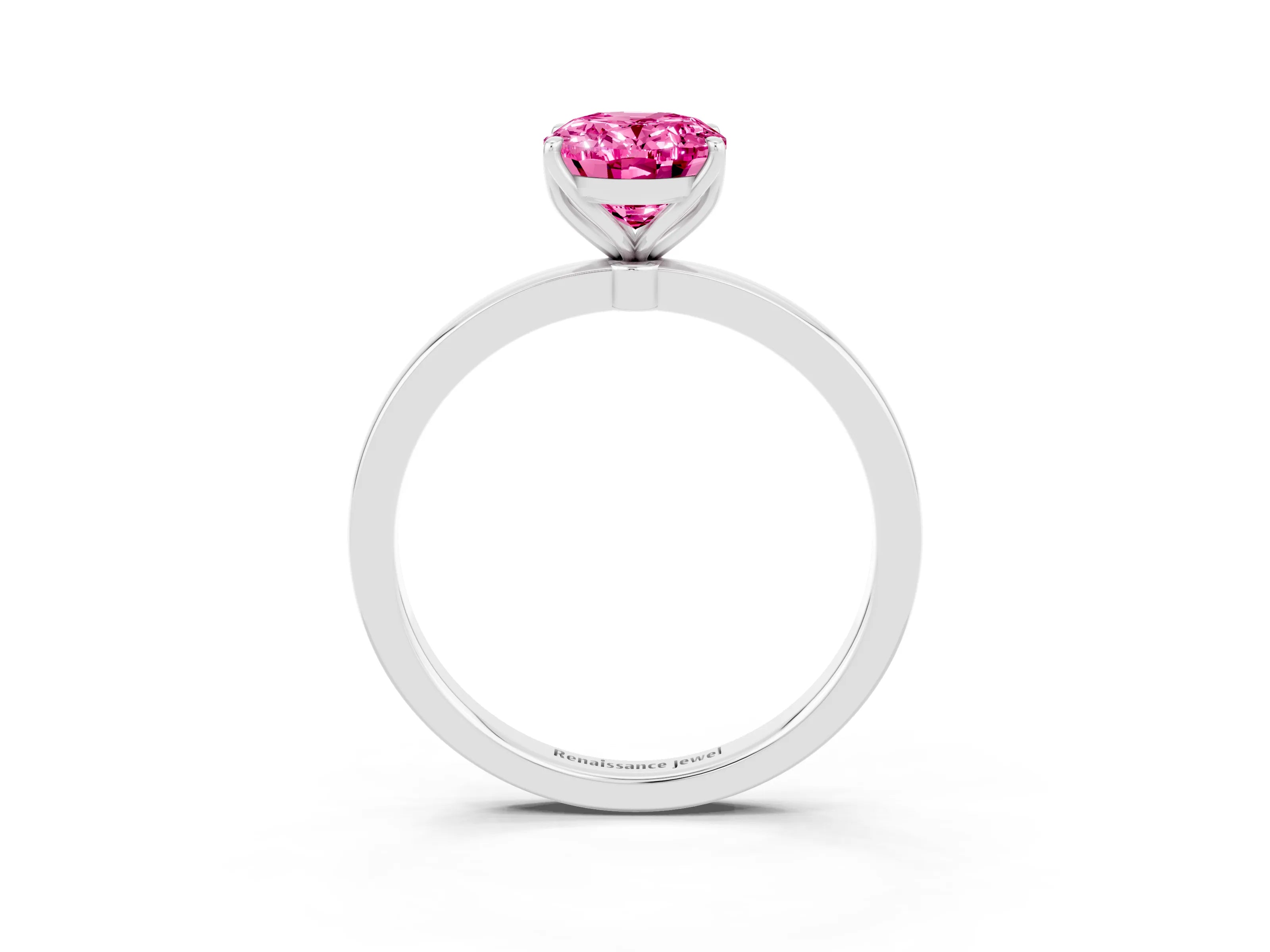 White gold Oval Cut Solitaire Diamond Ring with Thin Band and Four-Prong Setting_3