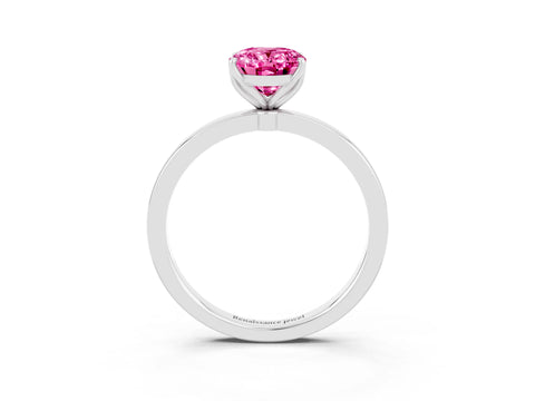 White gold Oval Cut Solitaire Diamond Ring with Thin Band and Four-Prong Setting_3