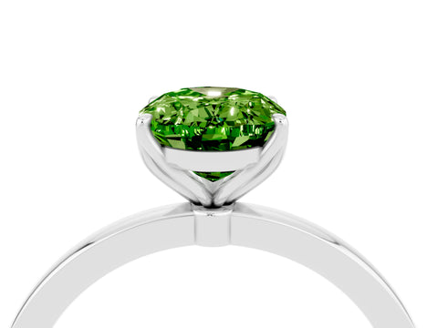White gold Oval Cut Solitaire Diamond Ring with Thin Band and Four-Prong Setting_4
