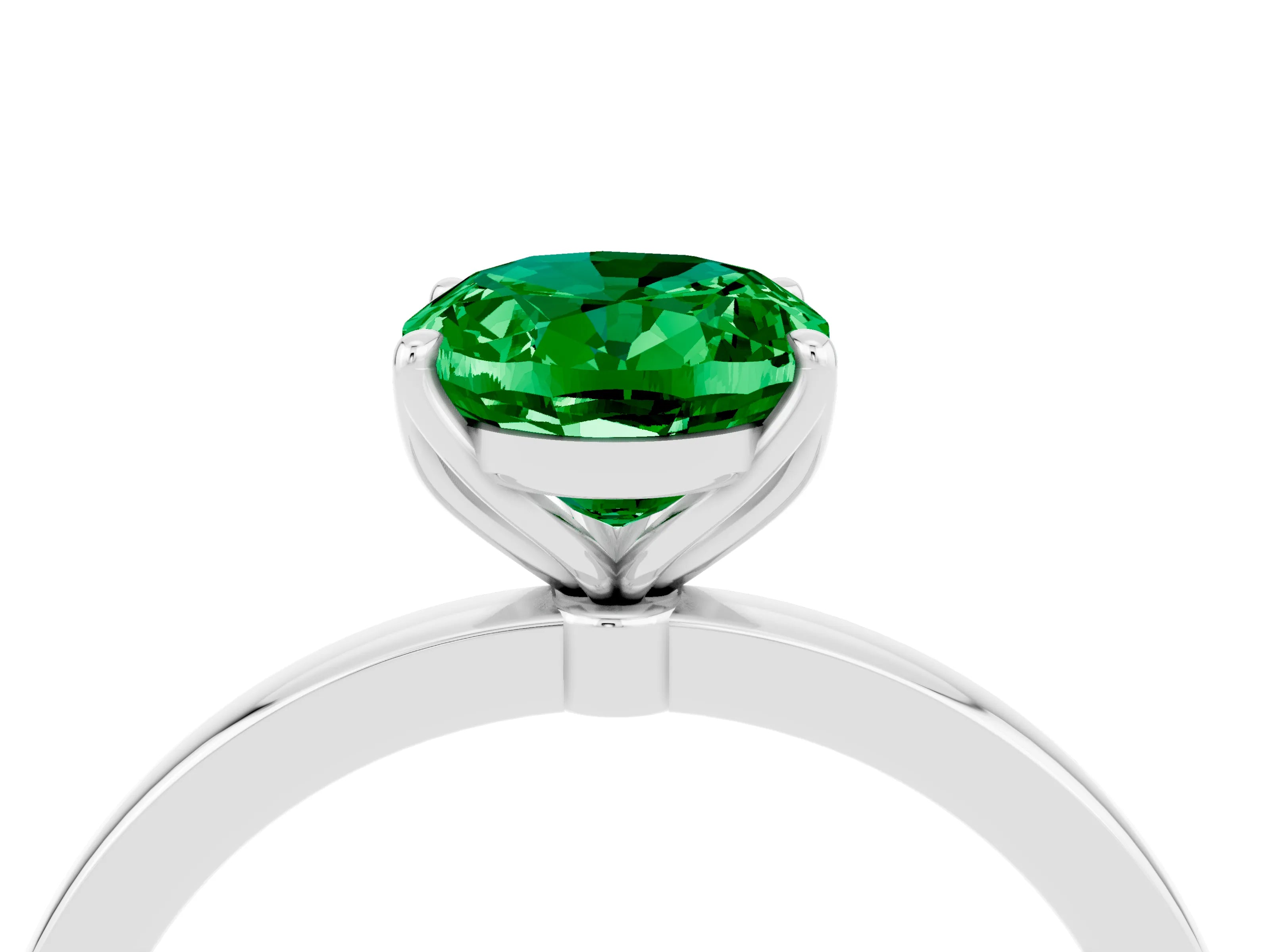 White gold Oval Cut Solitaire Diamond Ring with Thin Band and Four-Prong Setting_4