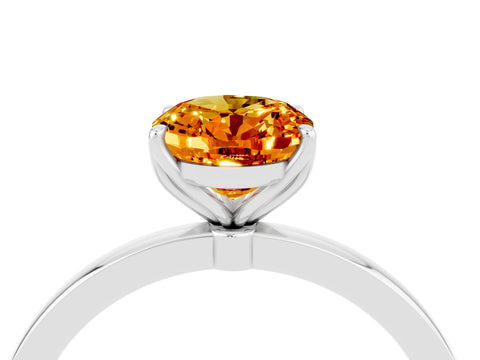 White gold Oval Cut Solitaire Diamond Ring with Thin Band and Four-Prong Setting_4