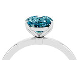White gold Oval Cut Solitaire Diamond Ring with Thin Band and Four-Prong Setting_4