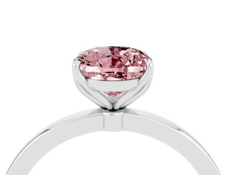 White gold Oval Cut Solitaire Diamond Ring with Thin Band and Four-Prong Setting_4