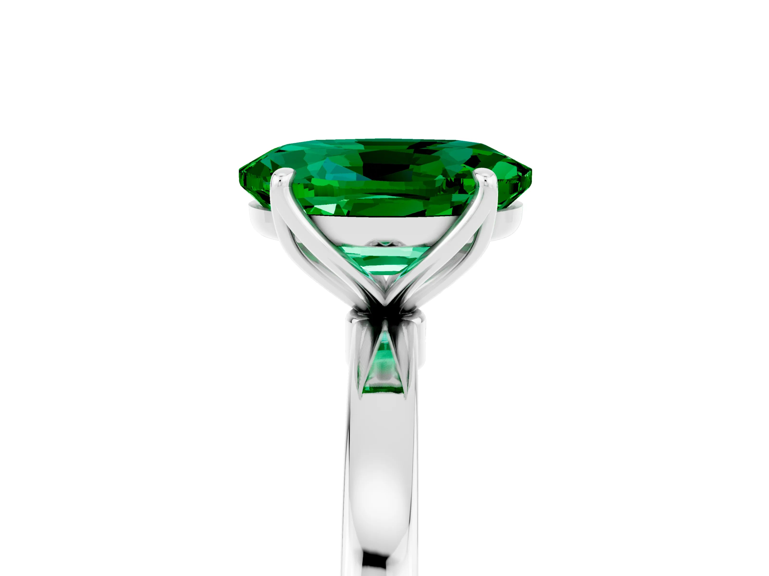 White gold Oval Cut Solitaire Diamond Ring with Thin Band and Four-Prong Setting_5