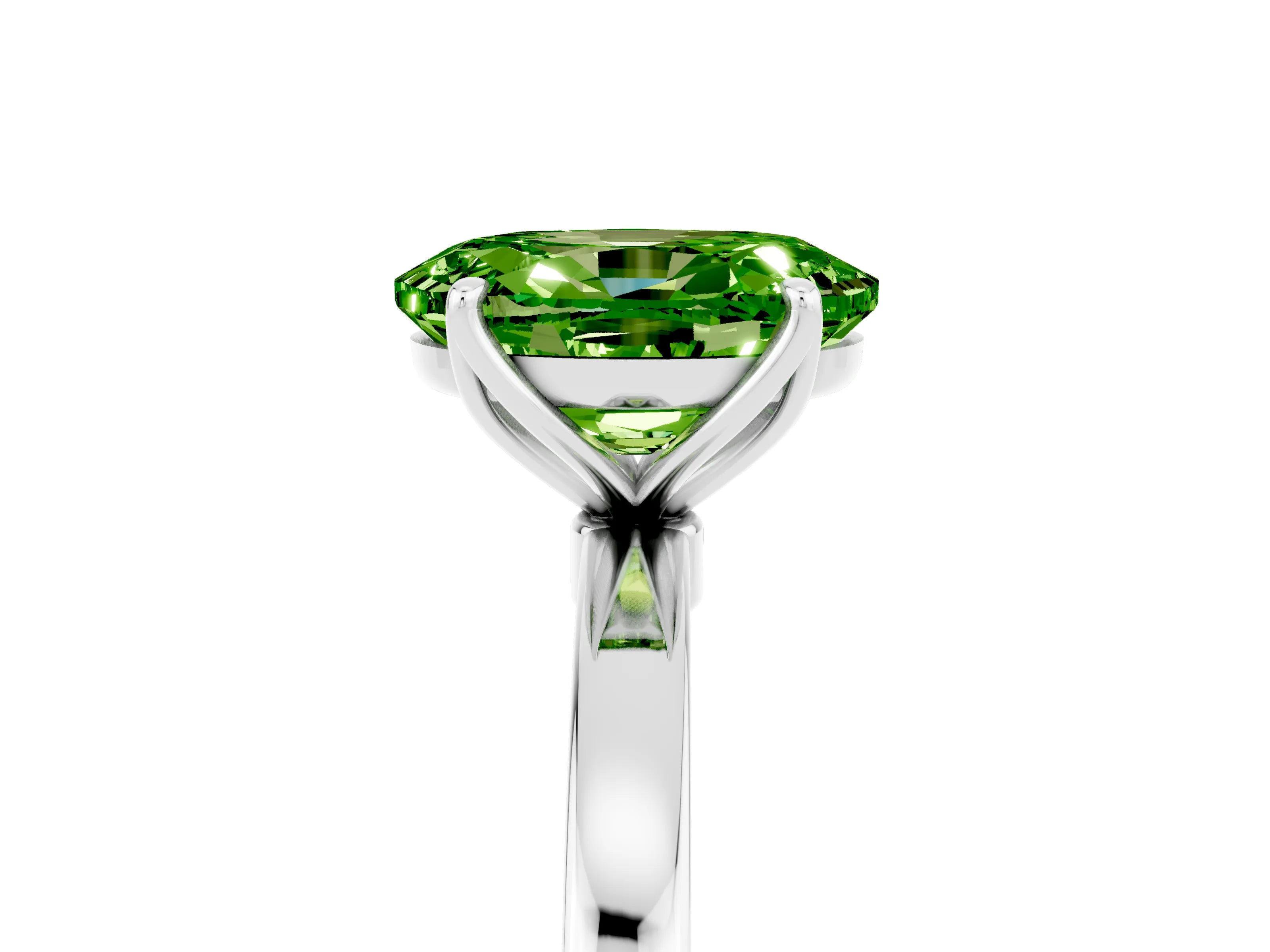 White gold Oval Cut Solitaire Diamond Ring with Thin Band and Four-Prong Setting_5